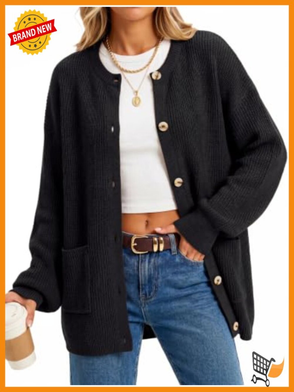 Wool Blend Oversized Chunky Cardigan Fall Work Button Front